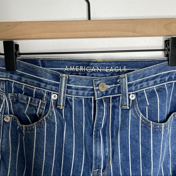 American Eagle Mom Pinstripe High Rise Jeans 2 - Picture 3 of 9
